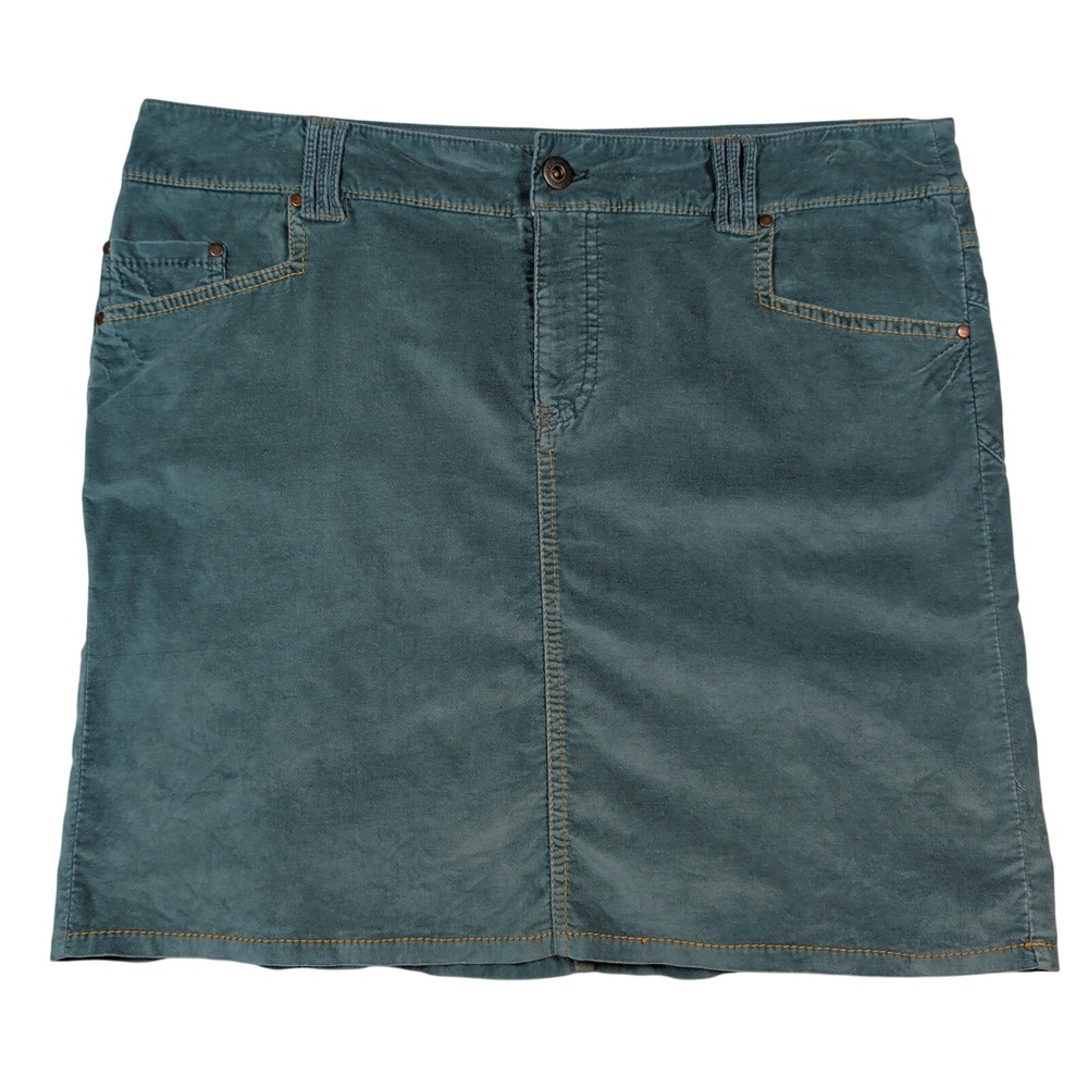 Y2K American Eagle Skirt Womens 14 Teal Blue Stretch Mini 5-Pocket Boho Retro